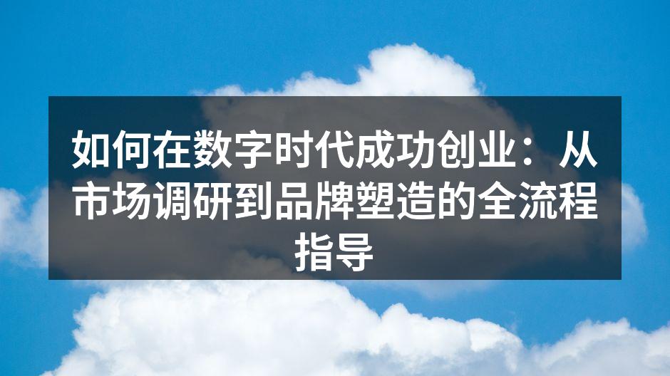 如何在数字时代成功创业：从市场调研到品牌塑造的全流程指导